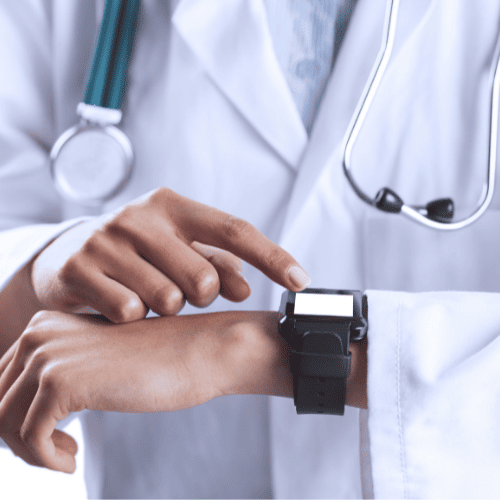 doctor using smartwatch