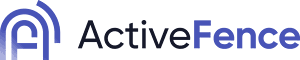 a blue and black sign that says active fence.